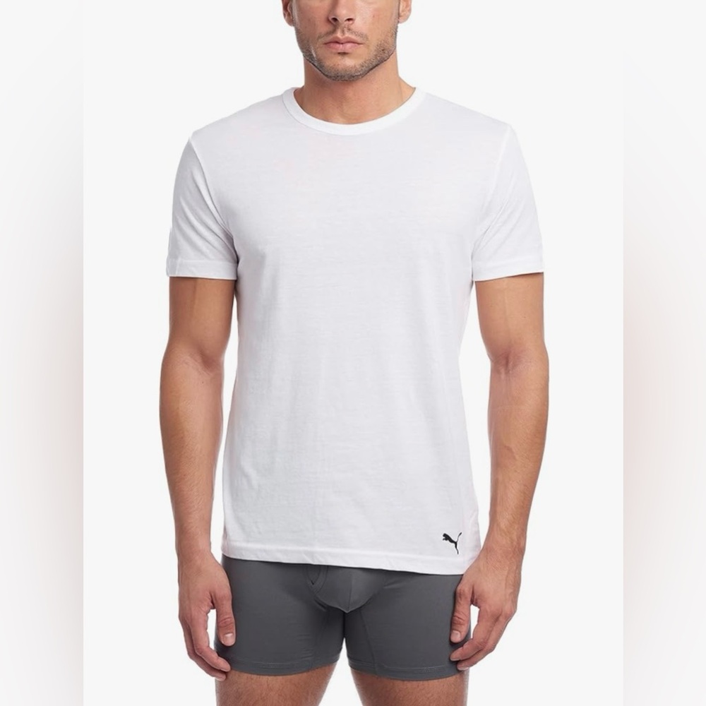 PUMA Men's Crew Neck T-shirts Undershirt, White, XL